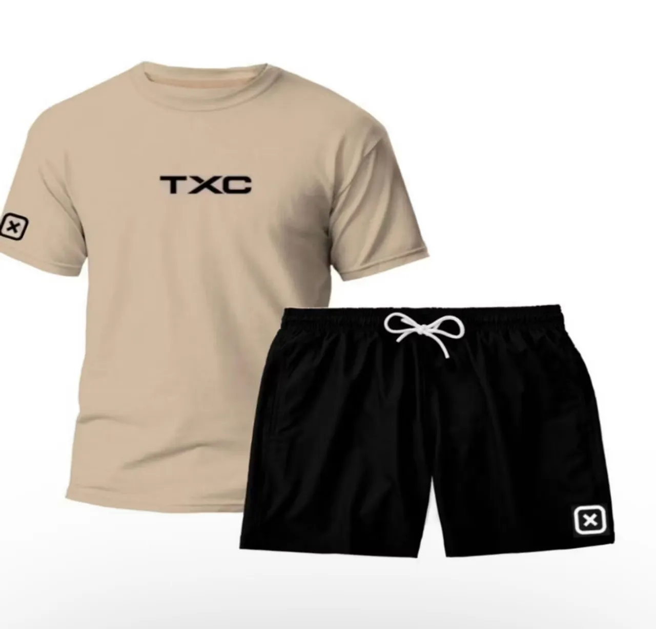 Conjunto TXC - Camiseta Bege e Bermuda Preta