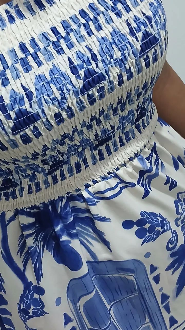 Vestido Longo Azul e Branco| SHEIN - Foto 4