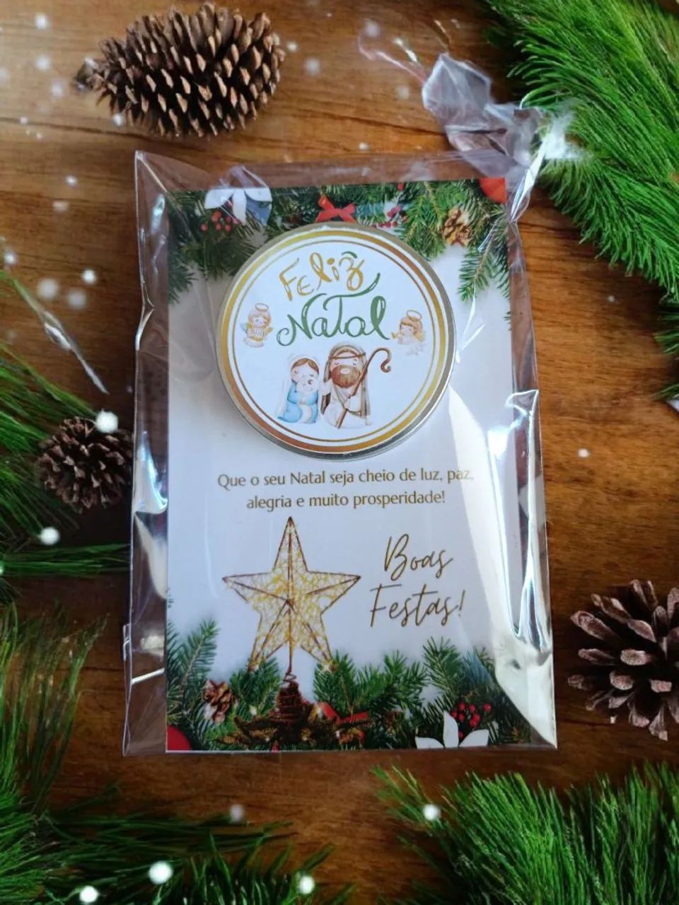 Cartão postal natalino com vela aromática  - Foto 4