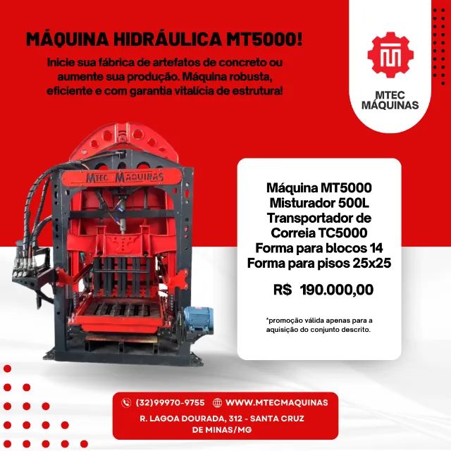 MÁQUINA HIDRÁULICA PARA BLOCOS E PISOS DE CONCRETO!