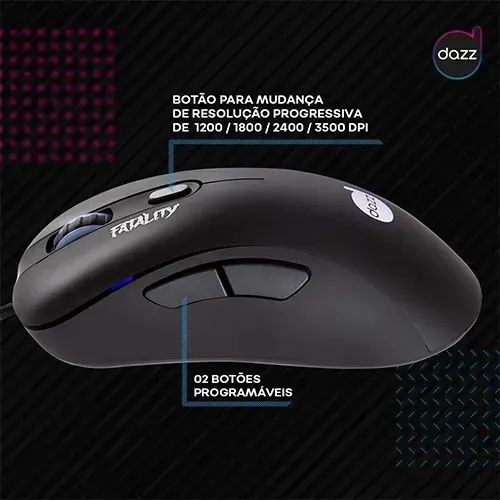 Mouse Dazz Gamer Fatality 3500 DPI USB 2.0 Sensor Avago 3050