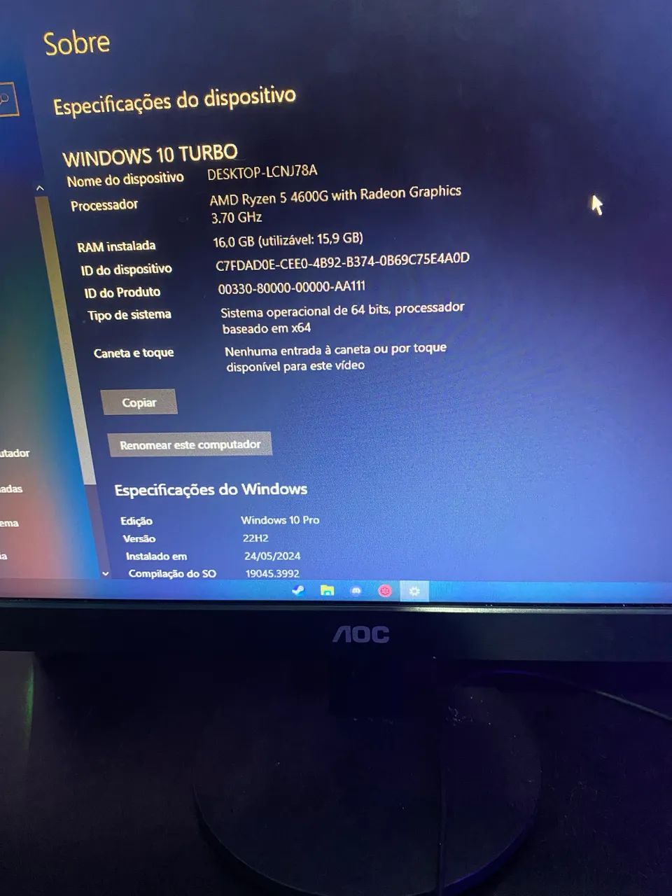 Complete PC with desk Ryzen564308011212929123