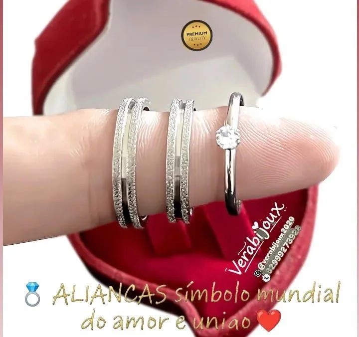 KIT TRIO DE ALIANÇAS PARA NOIVADO E CASAMENTO  - Foto 4