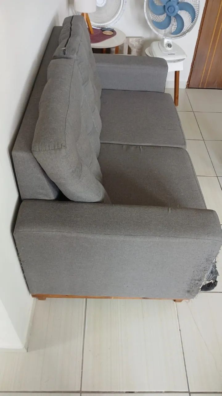 Sofá 2 Lugares Tecido Cinza - Foto 5