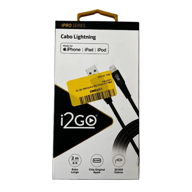 Cabo i2GO Iphone Extra Longo 2m USB Lightning Nylon Trançado Preto  - Foto 5