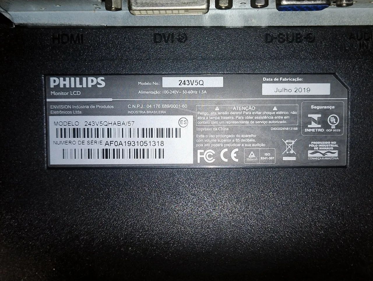 Monitor Philips 23,6" 243V5QHABA - MJ.comput. ligar  - Foto 3
