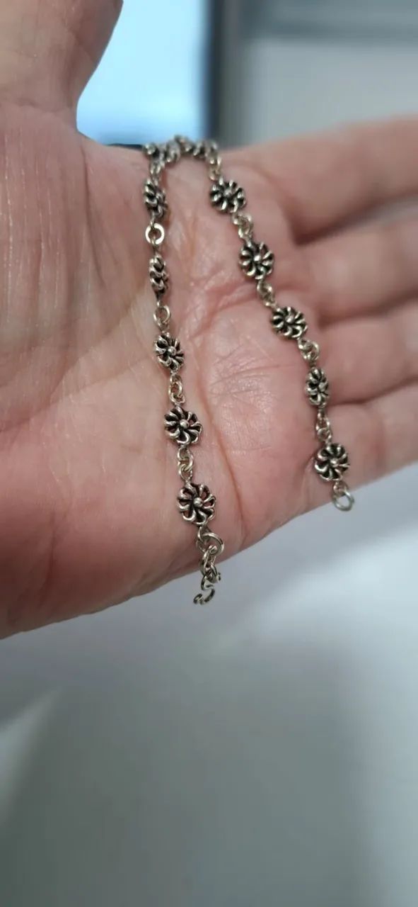 Pulseira de Prata de Lei = Rosinhas - Foto 3