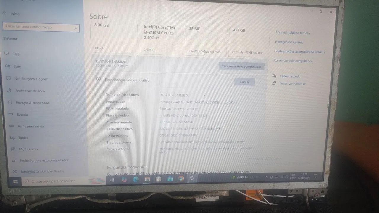 Notebook i3 8GB RAM SSD 512GB - Funcionando, com avarias - Foto 2