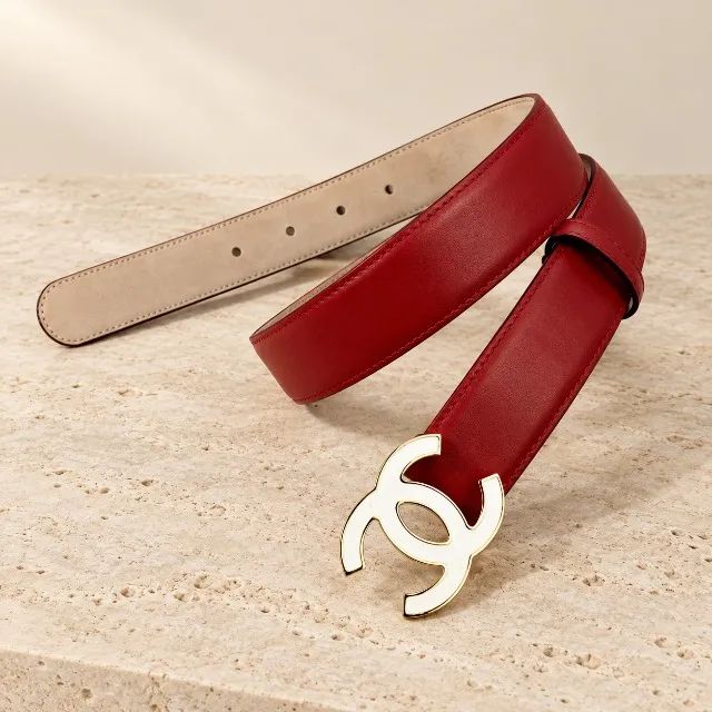 Cinto Chanel Vermelho em couro  - Foto 2
