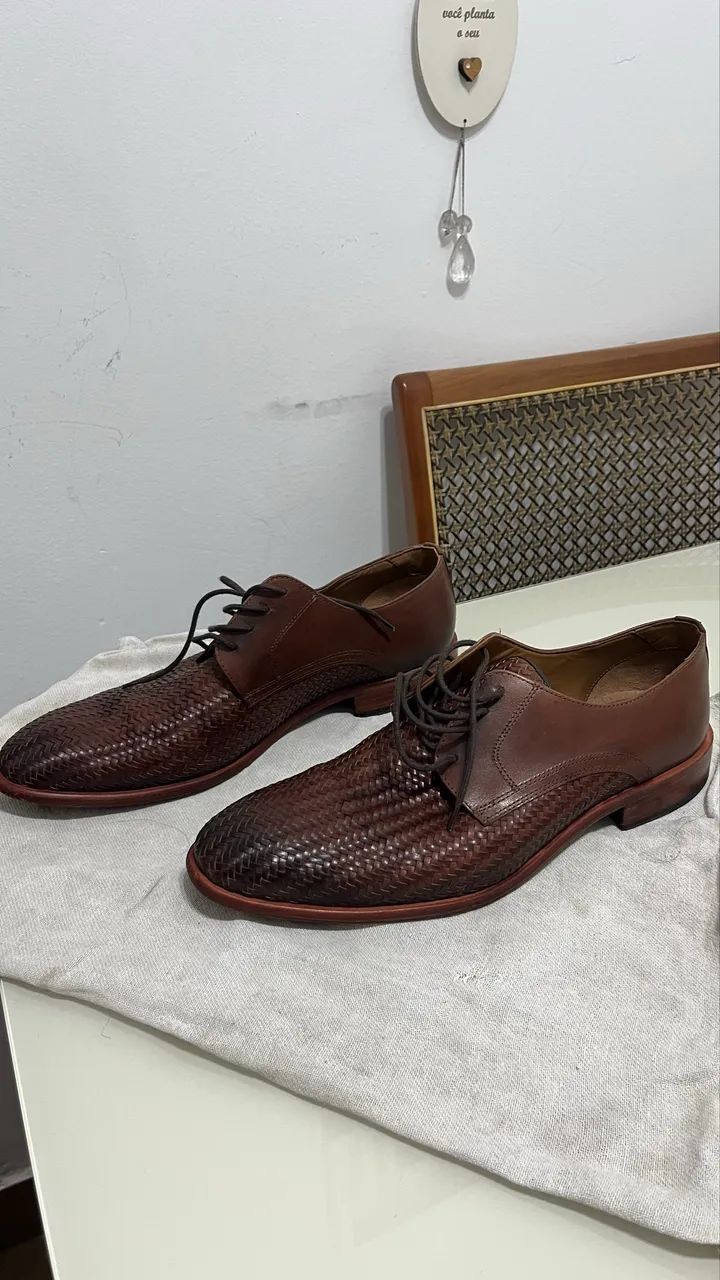 Sapato derby de couro marrom masculino 