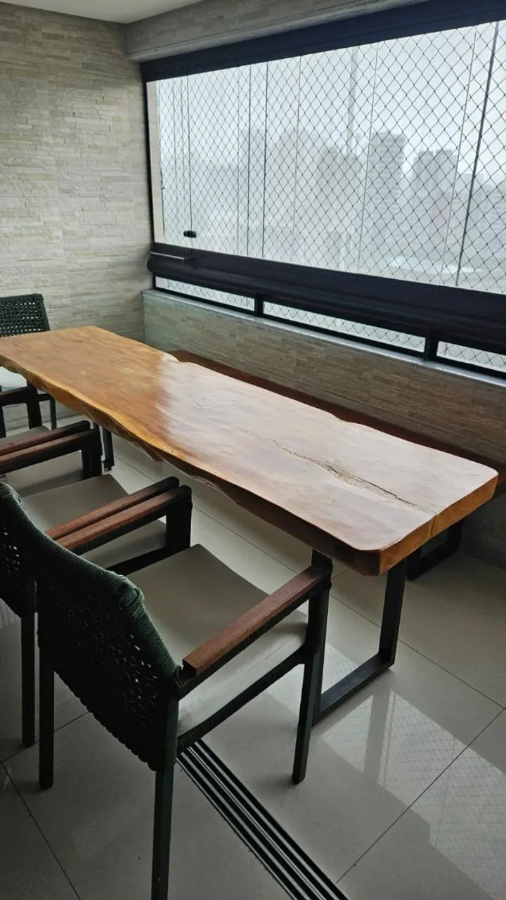 Mesa de varanda retangular em madeira maciça  - Foto 4