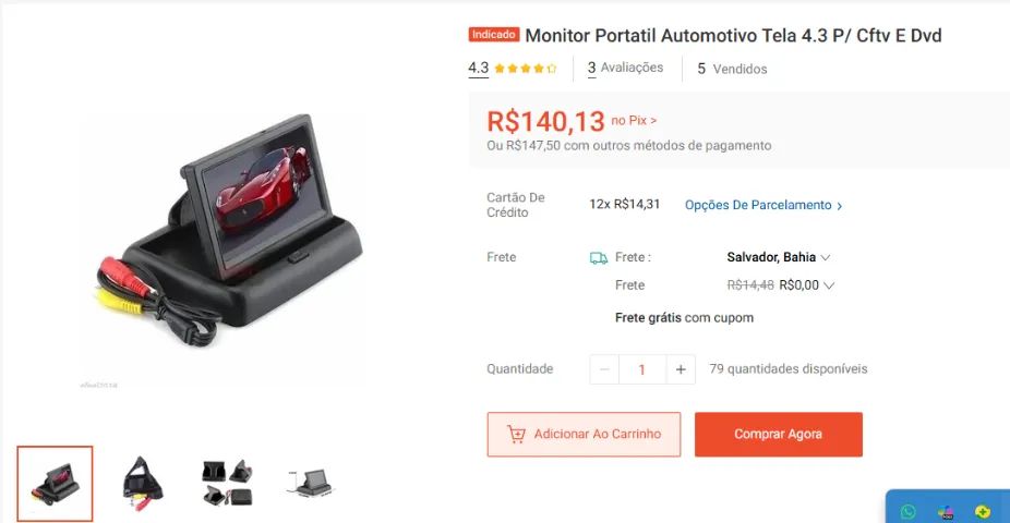 MONITOR 4.3 PARA CARRO OU DVD - Foto 4