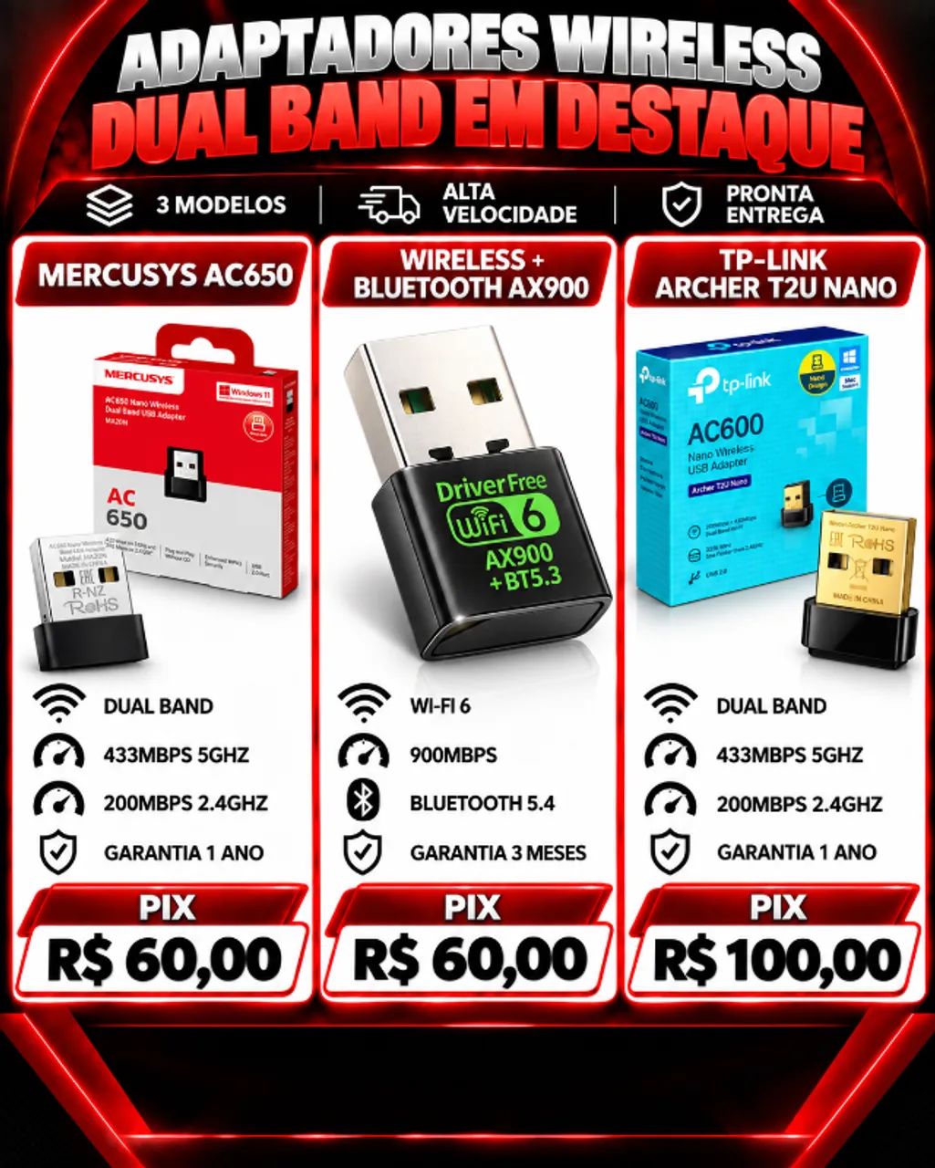 Adaptadores Wireless Dual Band em Destaque 