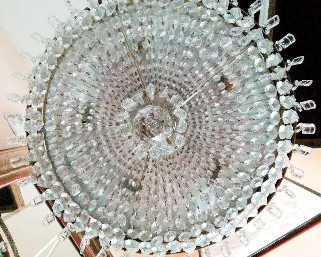Lustre de latão e cristal de Murano corte diamante Basfor Royal Classic vintage Italiano - Foto 3