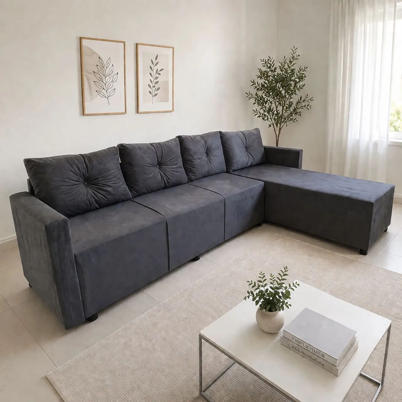 SOFAZÃO com CHAISE CAMA, escolha a cor, moderno! - Foto 4