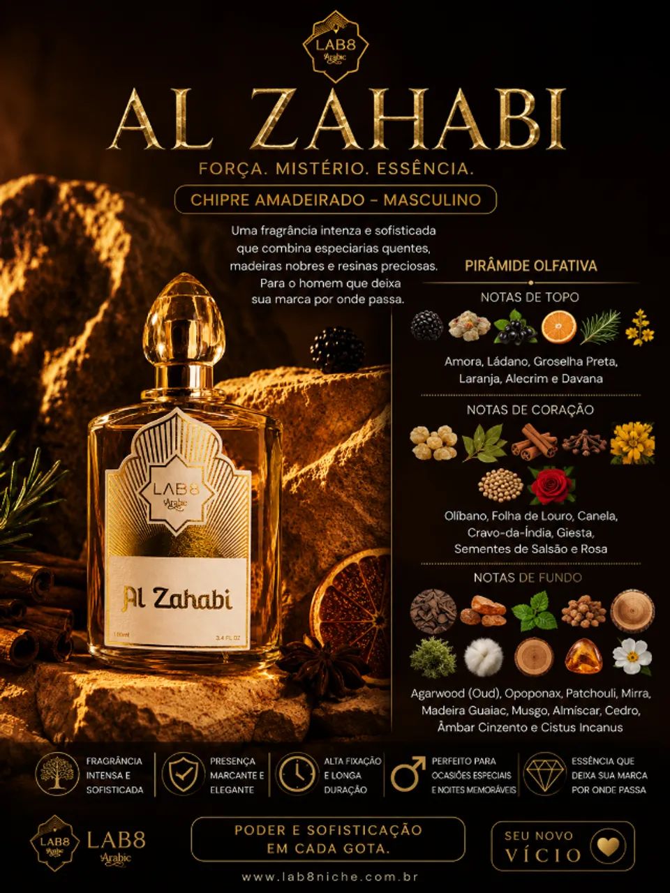 Perfume Al Zahabi - LAB 8 - 100ML - Foto 3