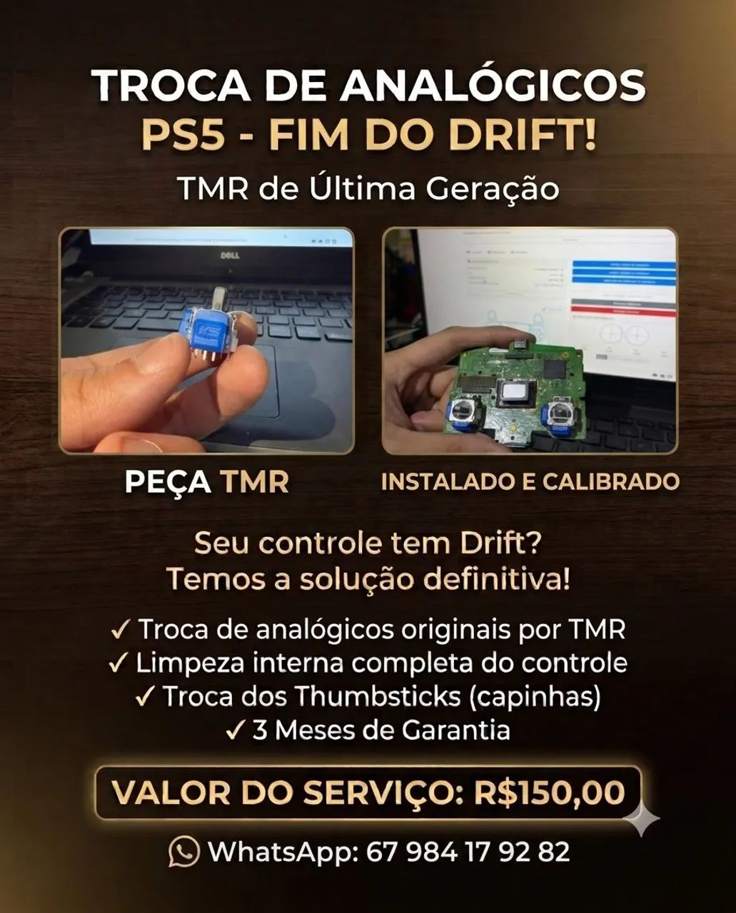 Troca analógico Ps5 com drift pelo TMR 