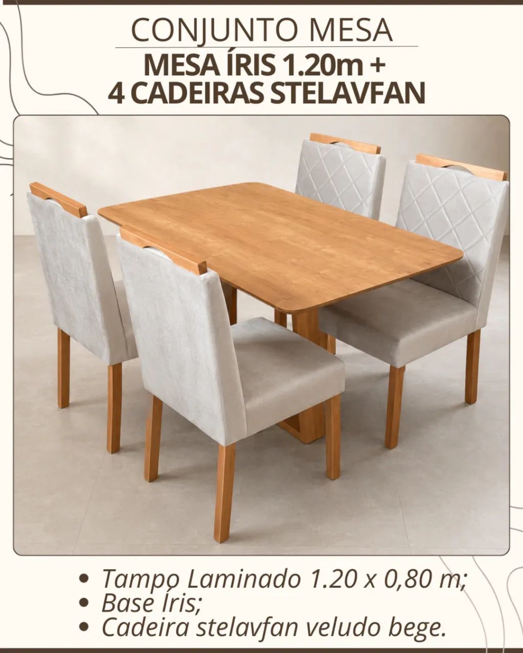 Mesa Íris com 4 cadeiras - Promoção 