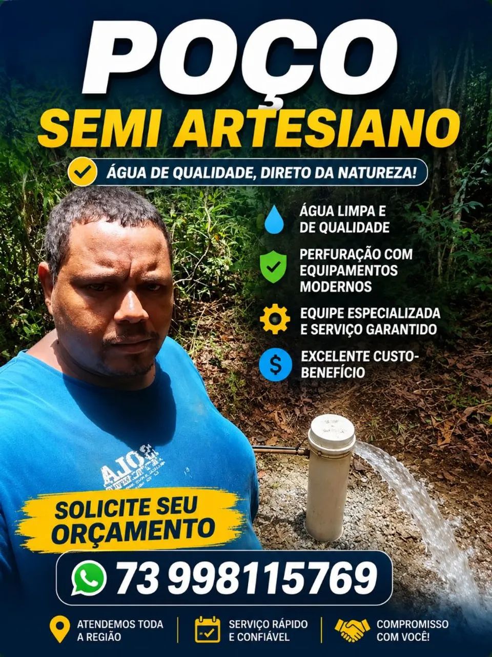 PRECISO DE PERFURAÇÃO DE POÇO SEMI ARTESIANO, SERVIÇO ELÉTRICO E HIDRÁULICO