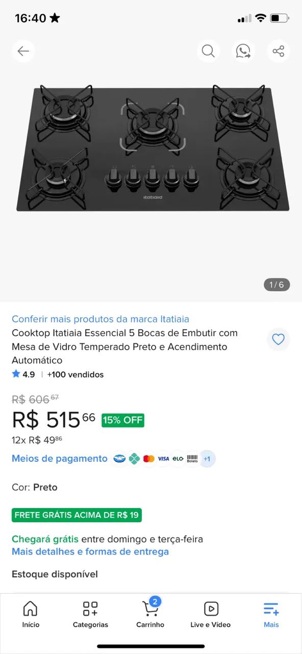 Cooktop 5 bocas - Foto 4