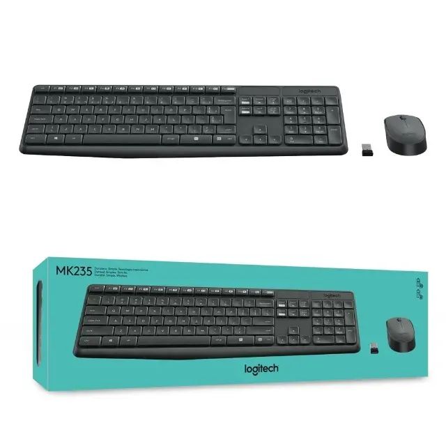 Combo Teclado e Mouse sem fio Logitech MK235 com Conexão USB, Pilhas Inclusas e Layout ABN