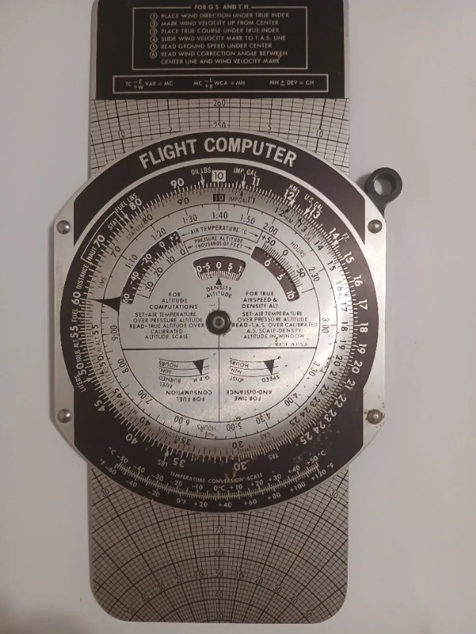Flight Computer E6B Jeppesen em aço inox