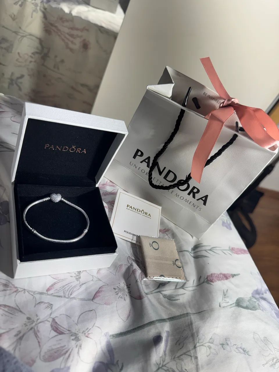 Pandora banhada a prata 925 18,5cm - Foto 2