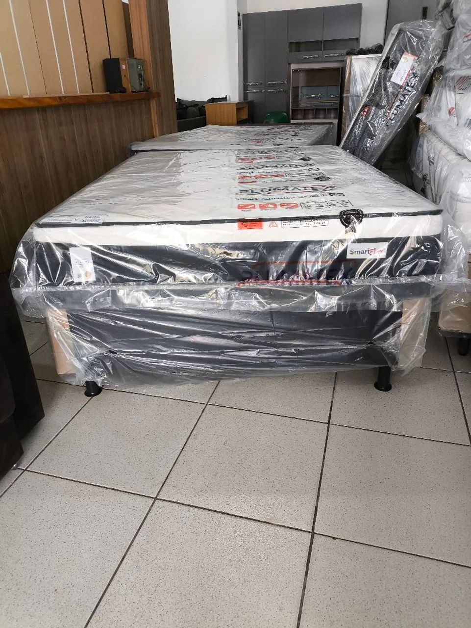 Cama box casal base mais colchão de mola ensacada com 30 cm 