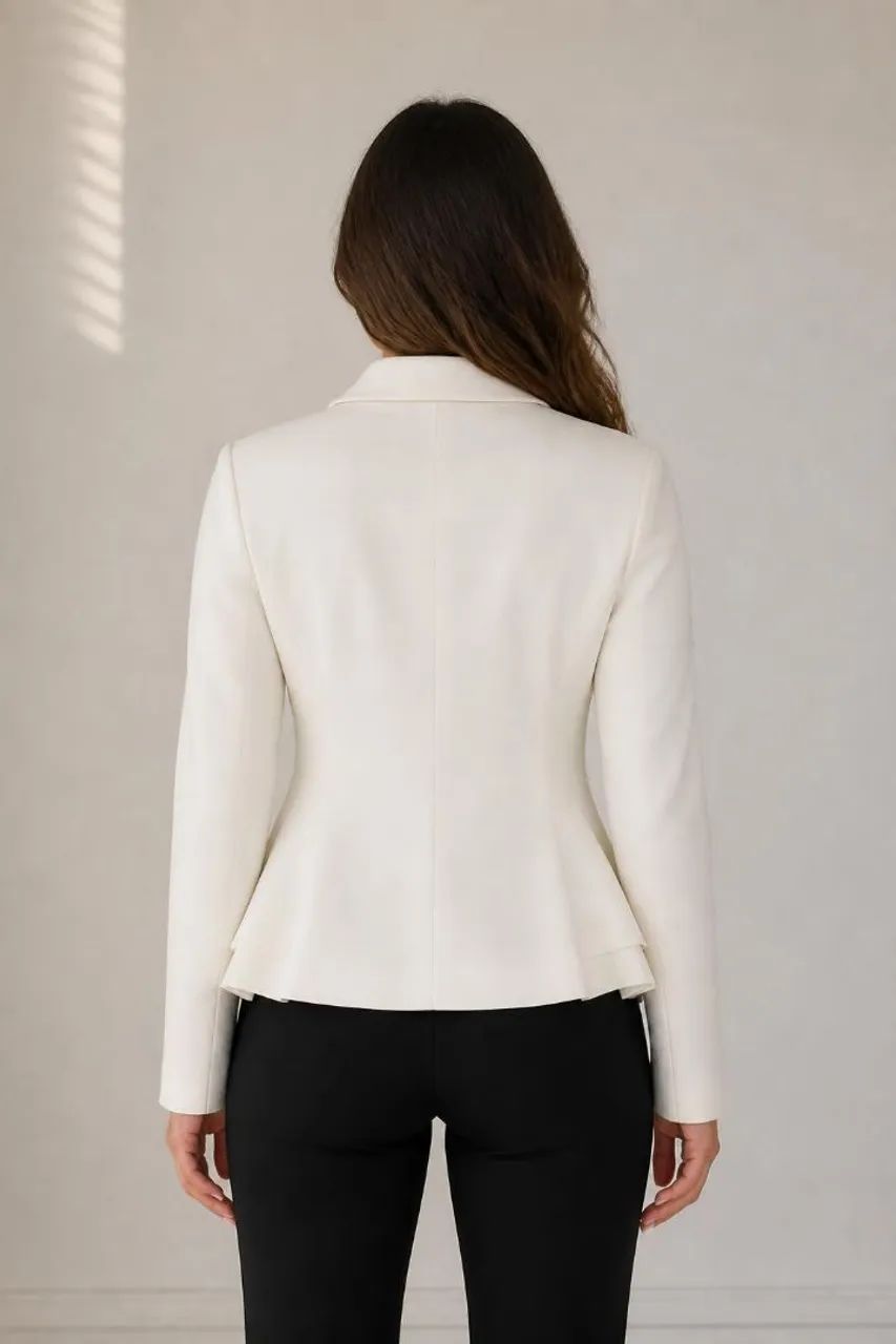 Blazer Peplum Off-White - Foto 2