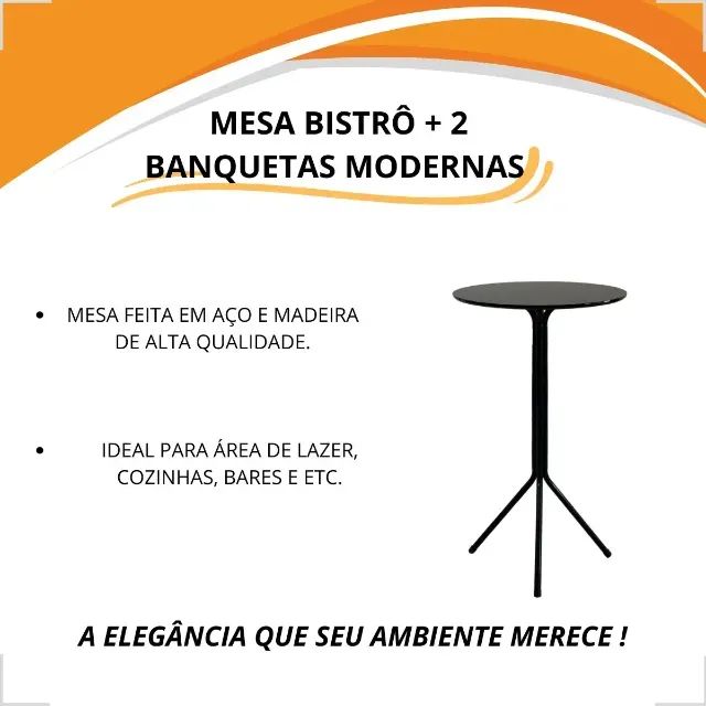 Jogo Mesa Redonda Alta Bistrô + 2 Banquetas - Foto 2