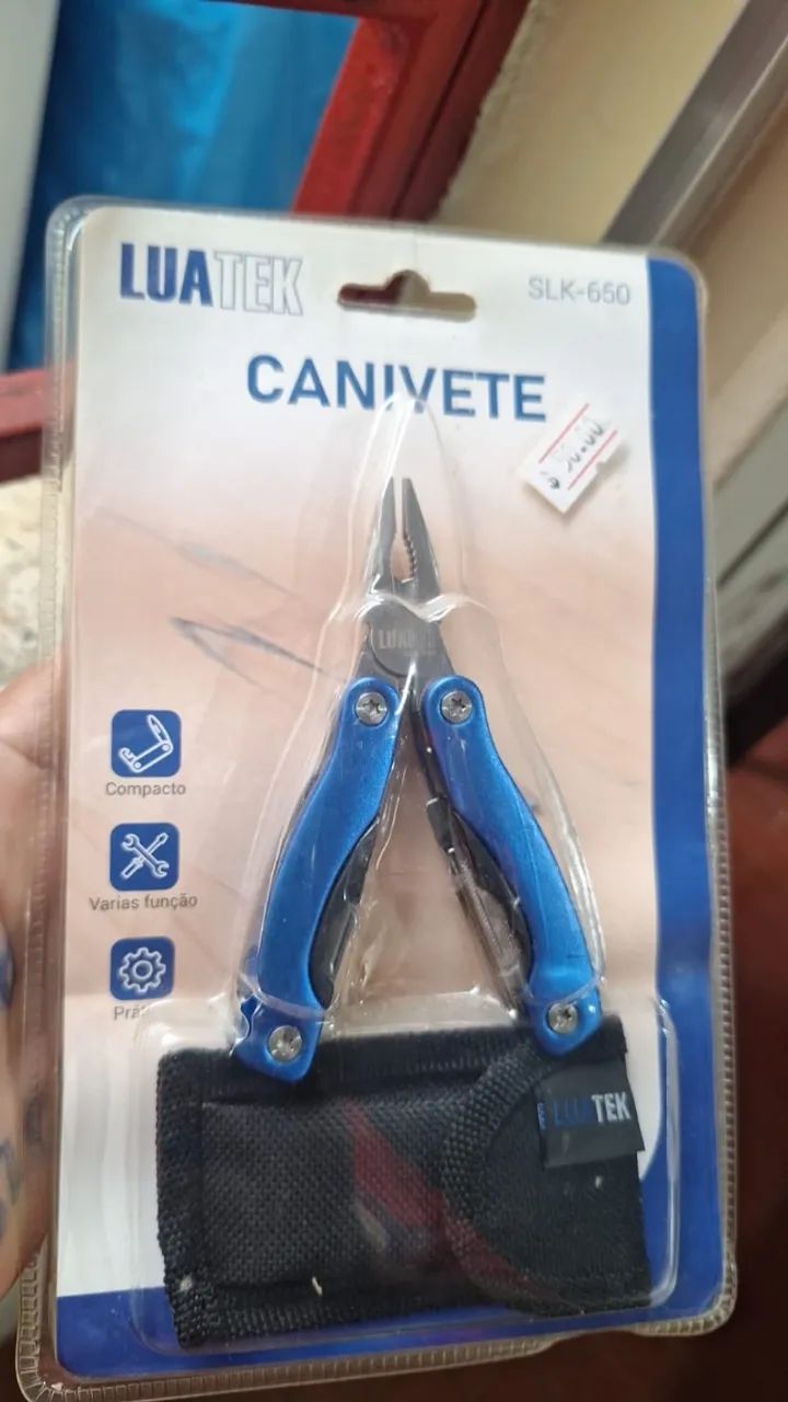 Mini Alicate Pesca Canivete Multifuncional Luatek Slk-650 Azul - Foto 4