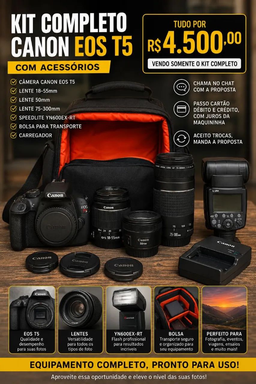 CANON T5 + COMPLEMENTOS