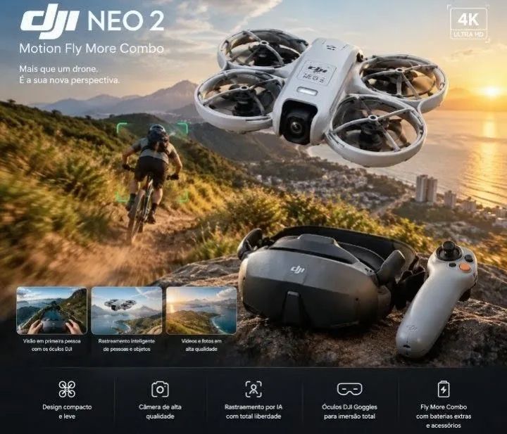 DJI NEO 2 Motion Fly More Combo -? 3 Baterias + Goggles + Controle - Foto 2