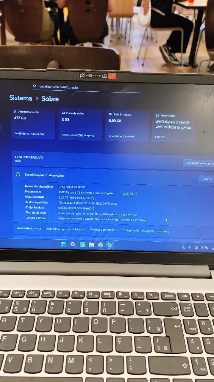 Notebook Lenovo ideapad 1 Ryzen 5 7520 512gb - Foto 5