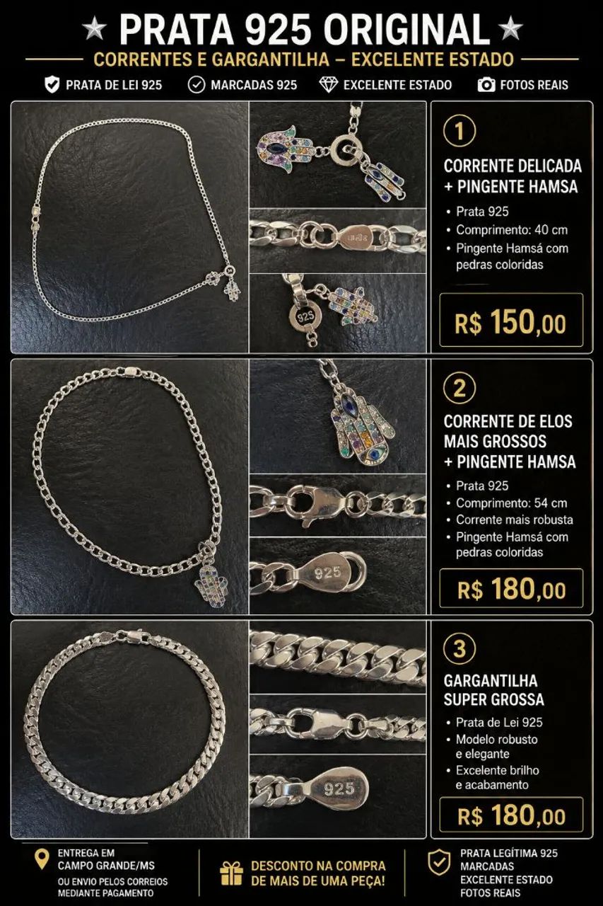 PRATAS 925 ORIGINAIS - Correntes e Gargantilha