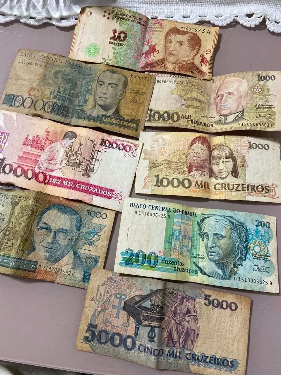 cédulas e moedas antigas brasileiras + nota argentinas - Foto 2