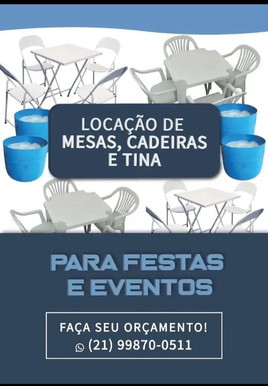 Aluguel de mesas e cadeiras de plástico e ferro WhatsApp *  - Foto 2