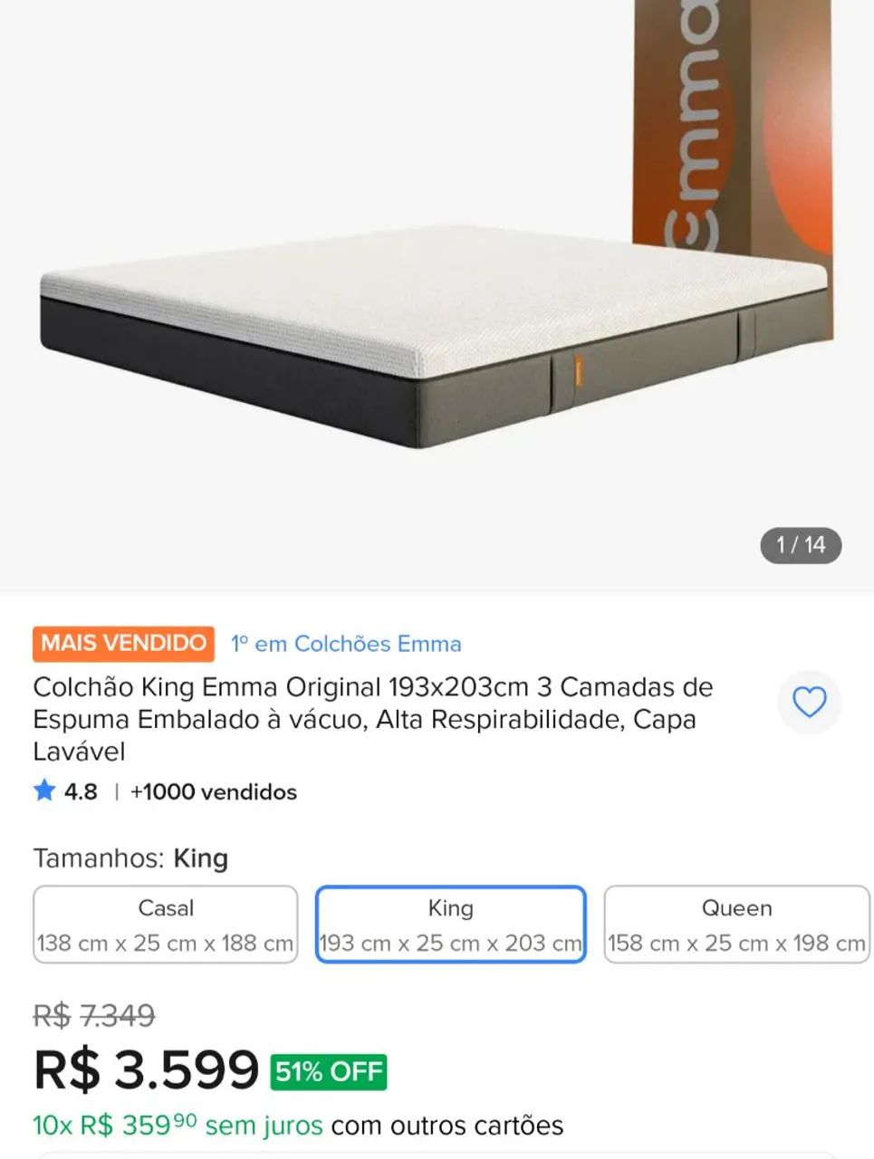 Colchão Emma Original King Size (novo, lacrado) - Foto 4