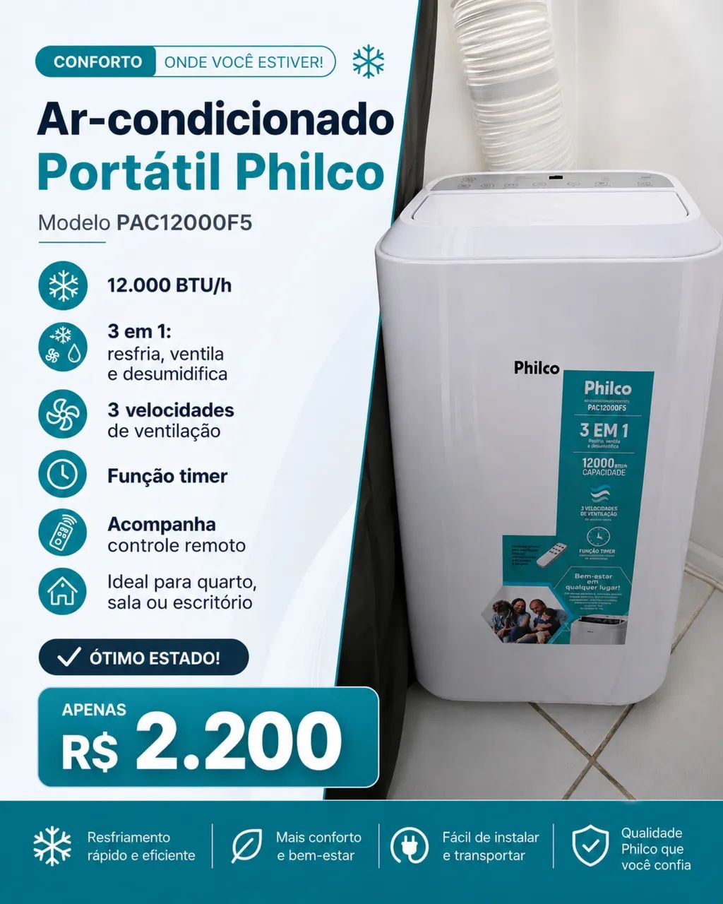 Ar-Condicionado Portátil Philco 