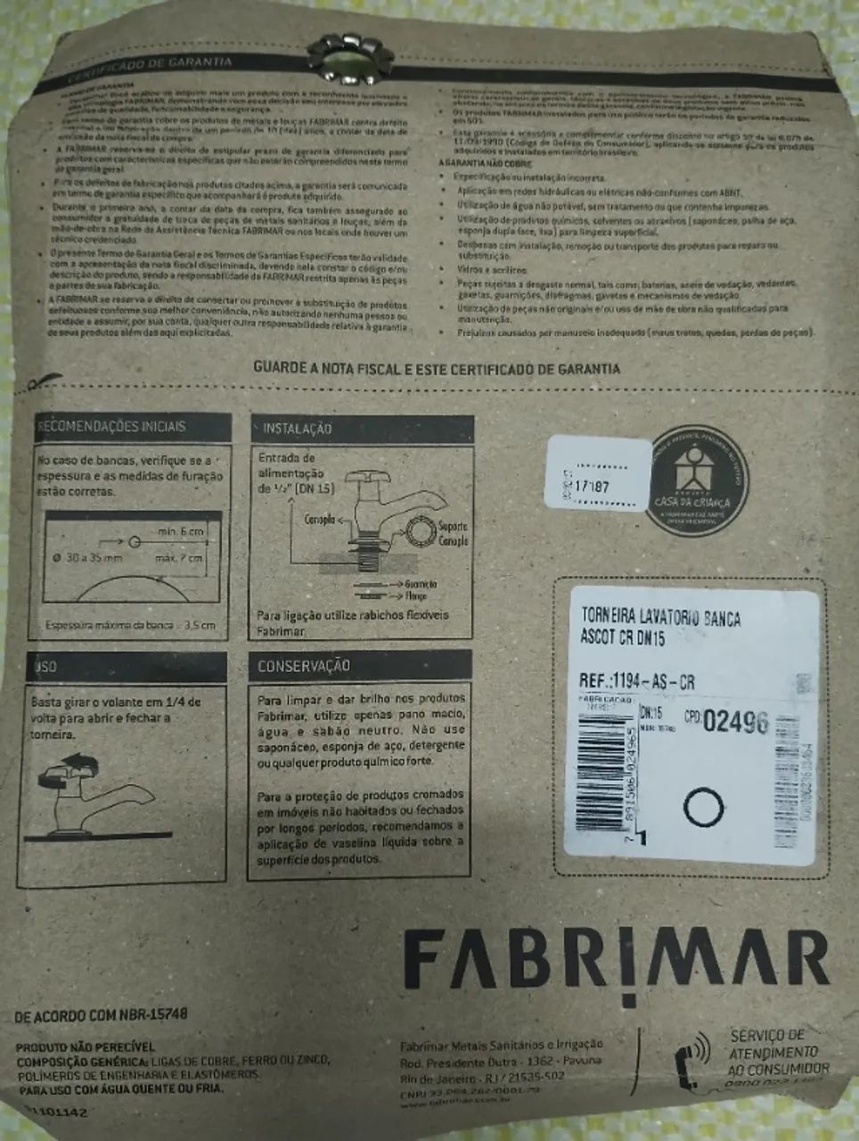 Torneira Lavatório Banca Ascot Cromada DN15 Ref. 1194 - Fabrimar - Foto 2
