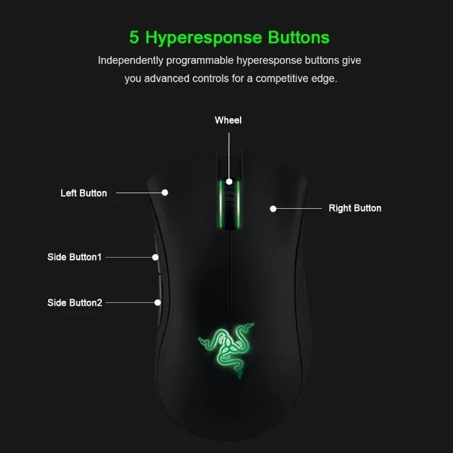 Mouse Razer DeathAdder Essential Preto 6400 Dpi - Foto 3