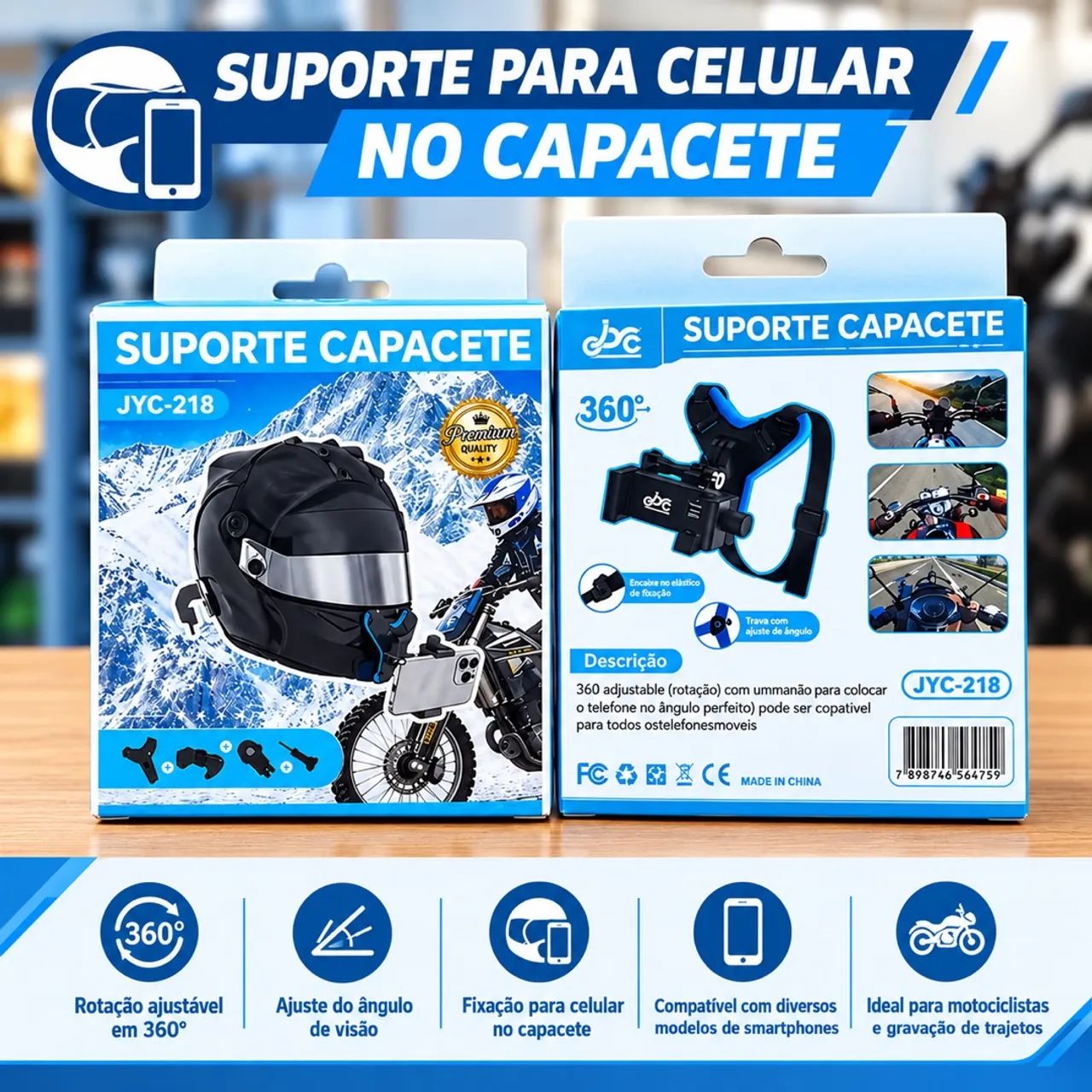 Suporte para celular no capacete 