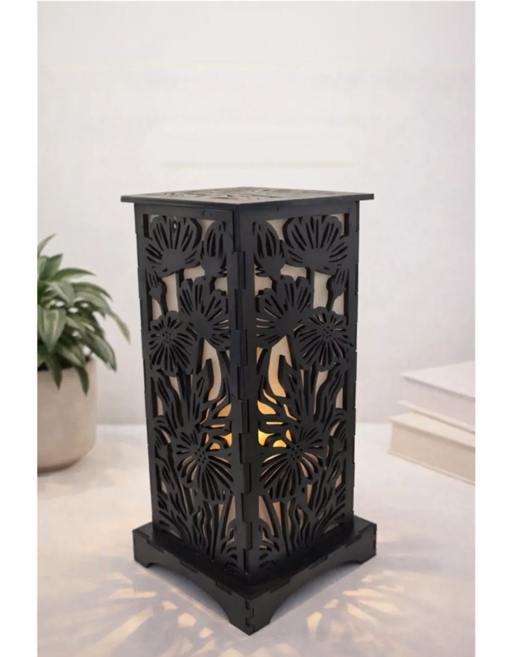 Abajur De Quarto E Sala Mdf 26cm Floral - Foto 2