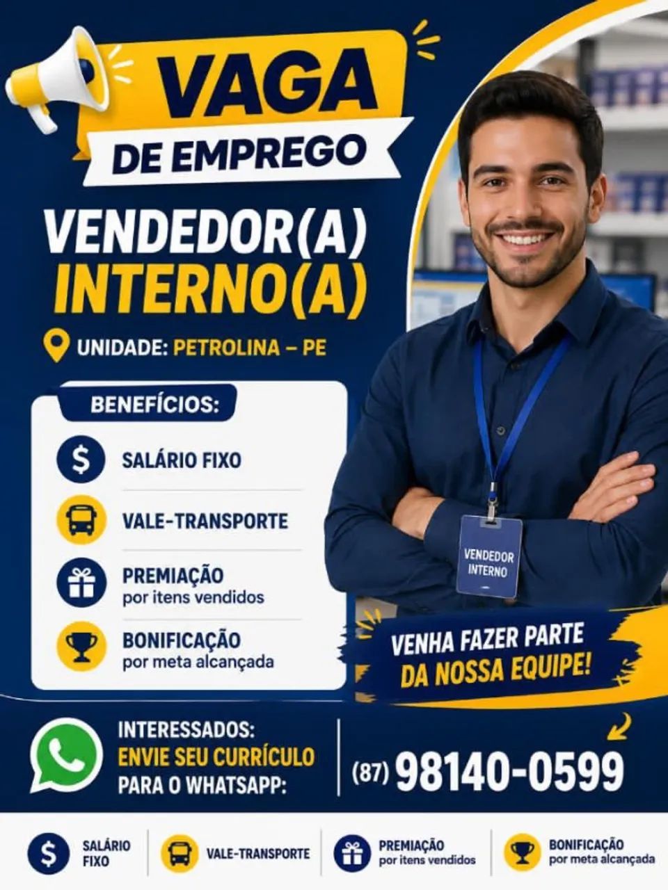 Vaga para vendedor 