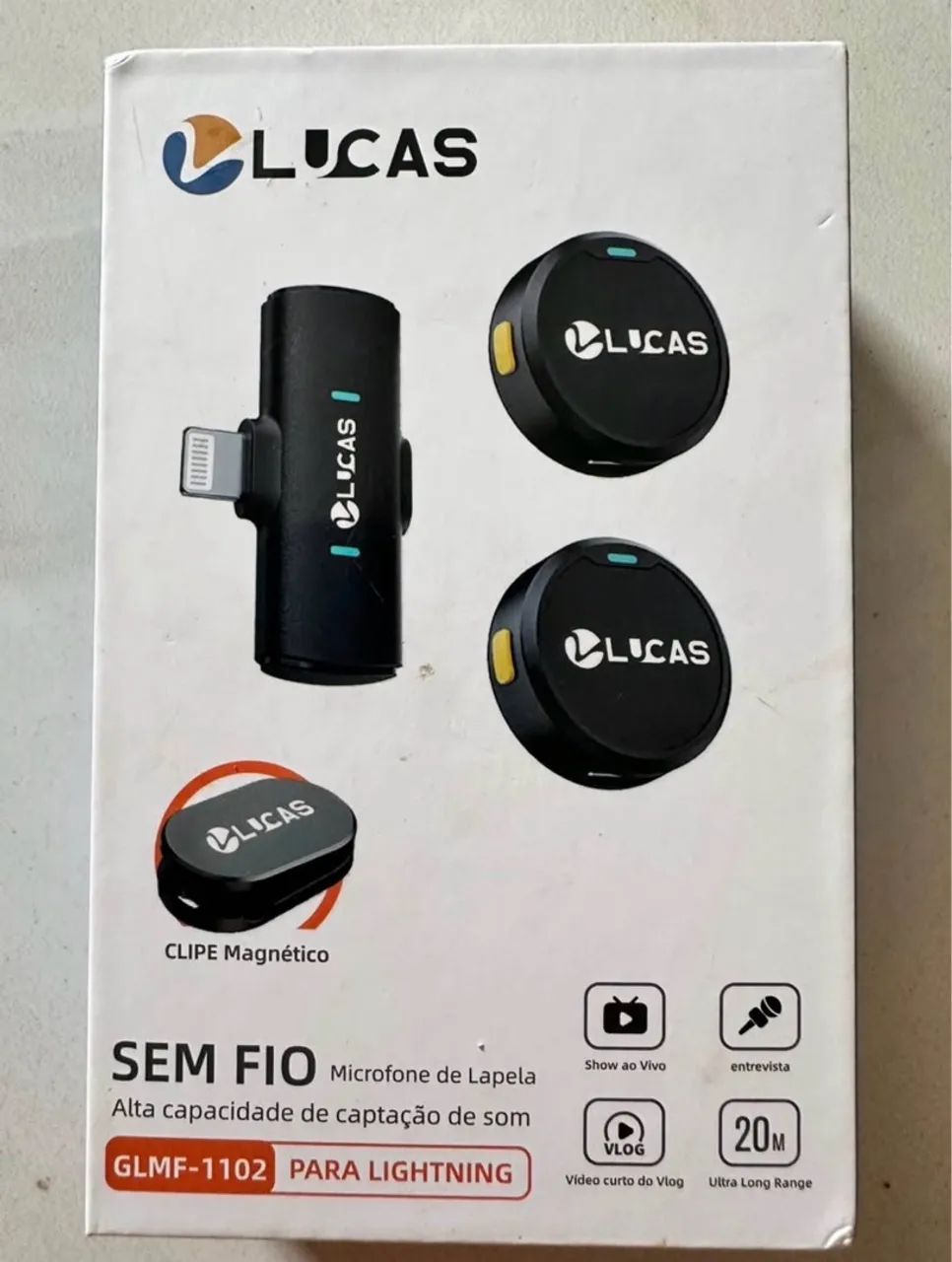 Microfone de Lapela Sem Fio para iPhone