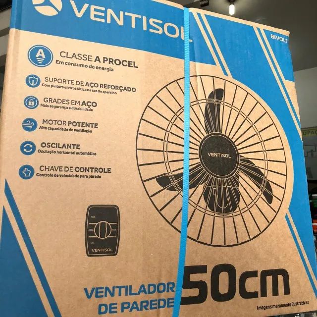 Ventilador de Parede Ventisol 50cm, Ventisol - 3 pás premium, Bivolt