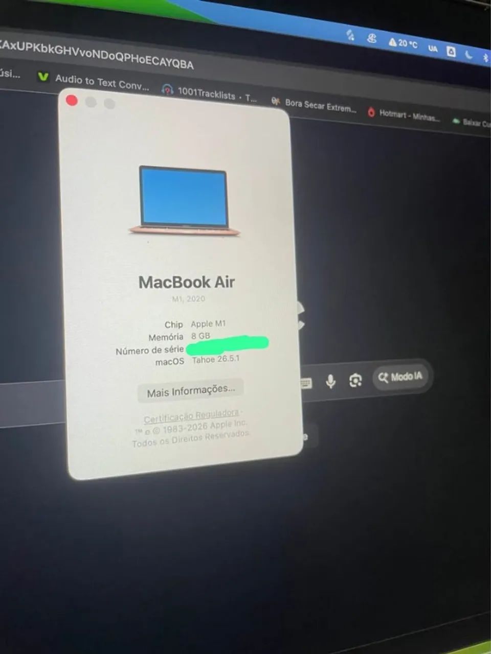 Macbook Air 2020 M1 8GB SSD 256  - Foto 3