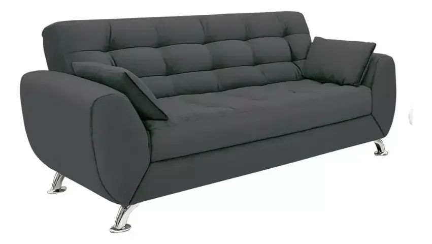 Sofá 3 Lugares Larissa Suede Cinza - Modern  - Foto 4