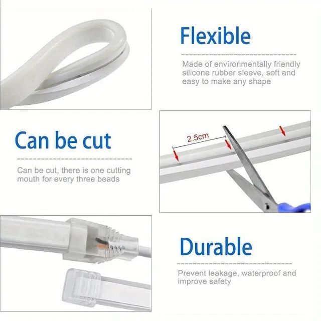Fita de Led NEON - 2 metros - A prova d'água - Branco frio - USB - Controle Touch - NOVO - Foto 3