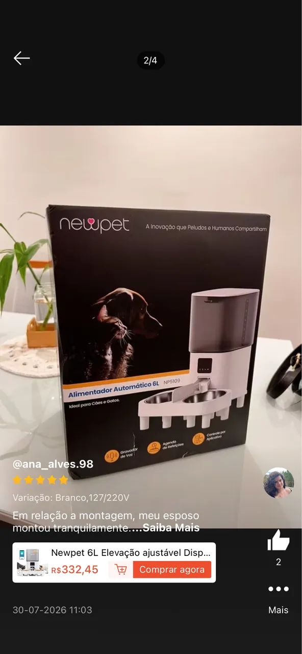 Comedouro elevado para pets automático 